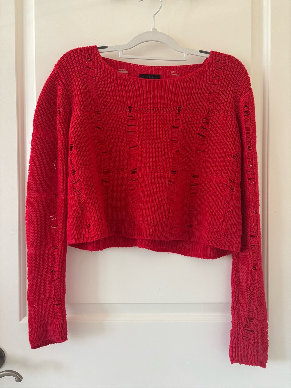 Topshop Red Cropped Sweater